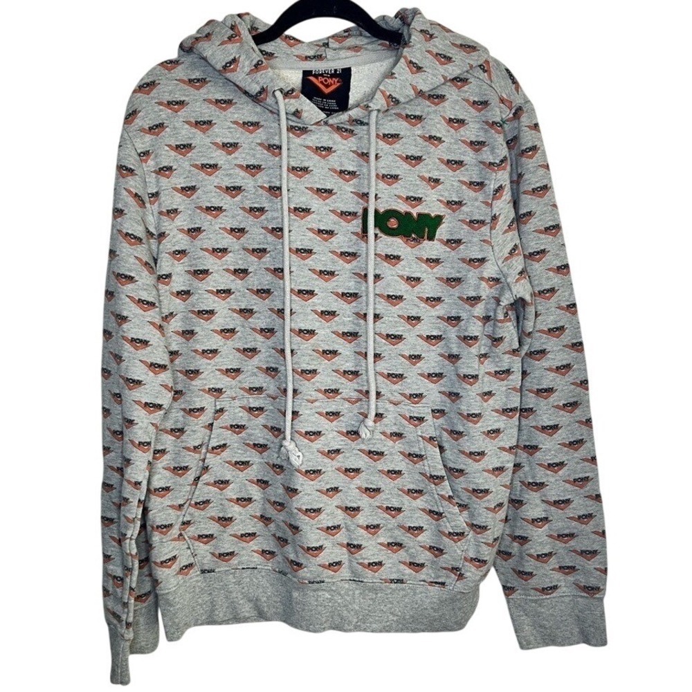 Pony X FOREVER 21 Men's Logo Hoodie/Sweatshirt - Size  Medium Gray